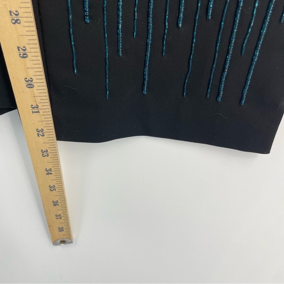 Vintage Cache High Waisted Black Teal Beaded Detail Dress Pants 30” Waist Sz 42 - Picture 8 of 10